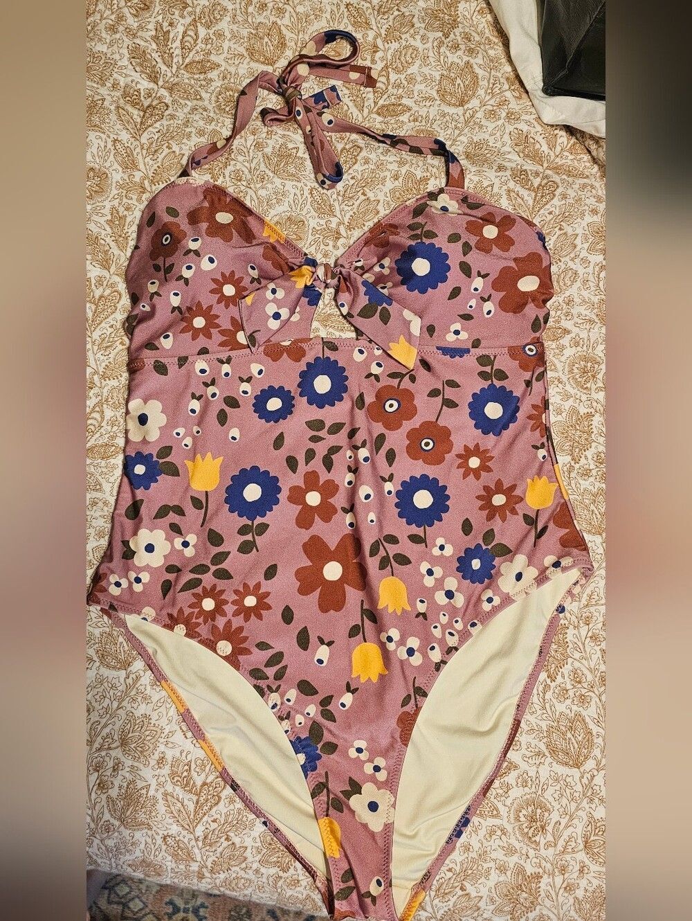 Princess Highway Pink Floral Swim Top with Knot Detail